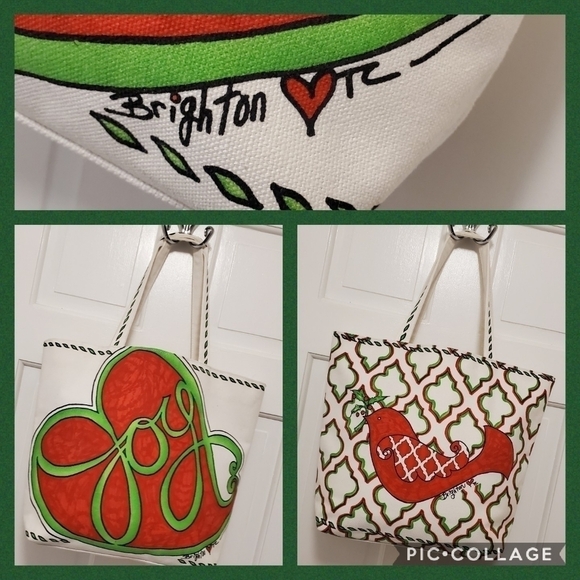 Brighton Love & Joy Holiday Large Canvas Tote - Picture 1 of 16